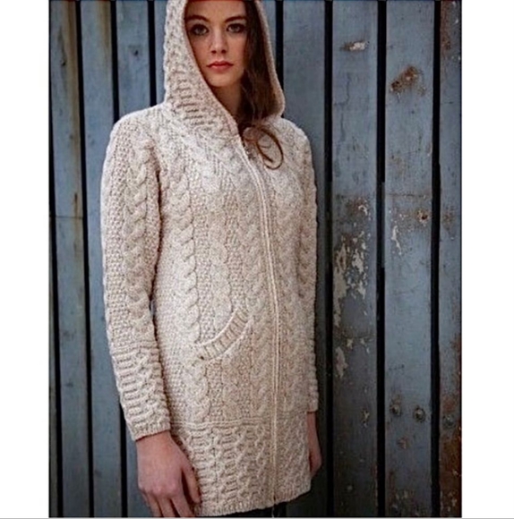 Aran Crafts Cream Merino Wool Cardigan Size XS - Picture 4 of 10